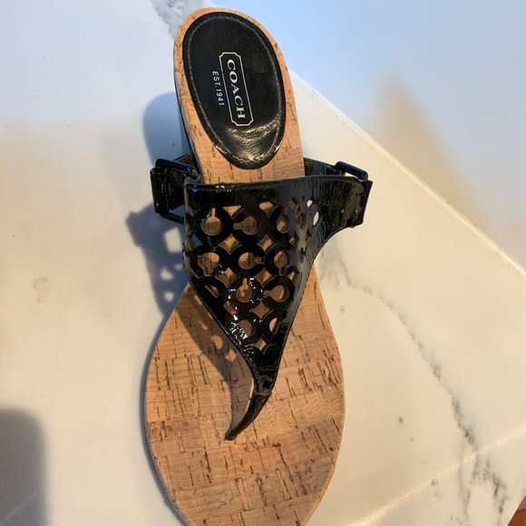 Coach patent leather cork wedges - Picture 4 of 8